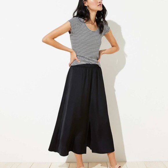 LOFT Skirts Loft Shirred Black Maxi Skirt Poshmark